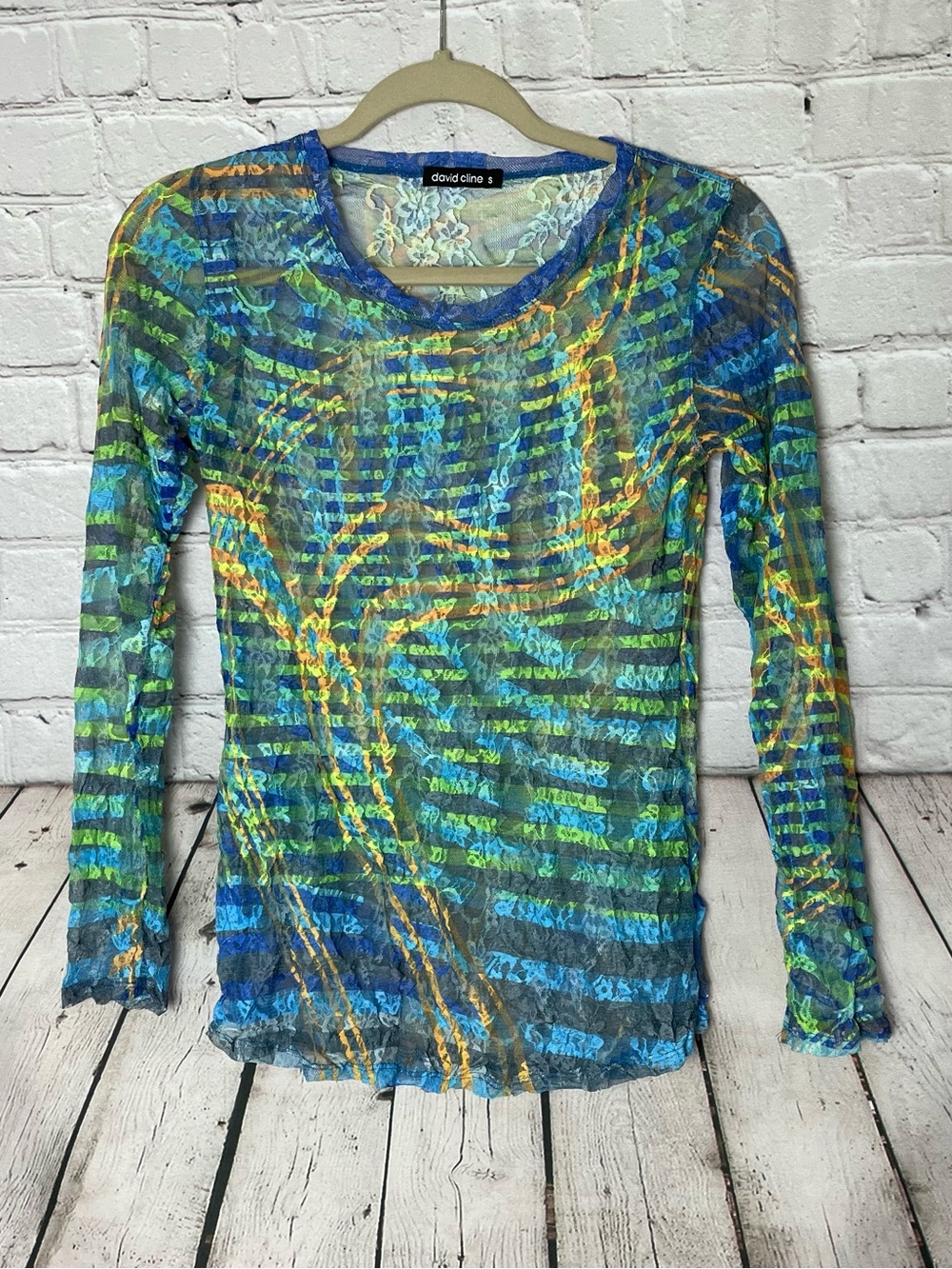 David Cline Sheer Lace Mesh Top Size Small Swirl Fairy Grunge Whimsical